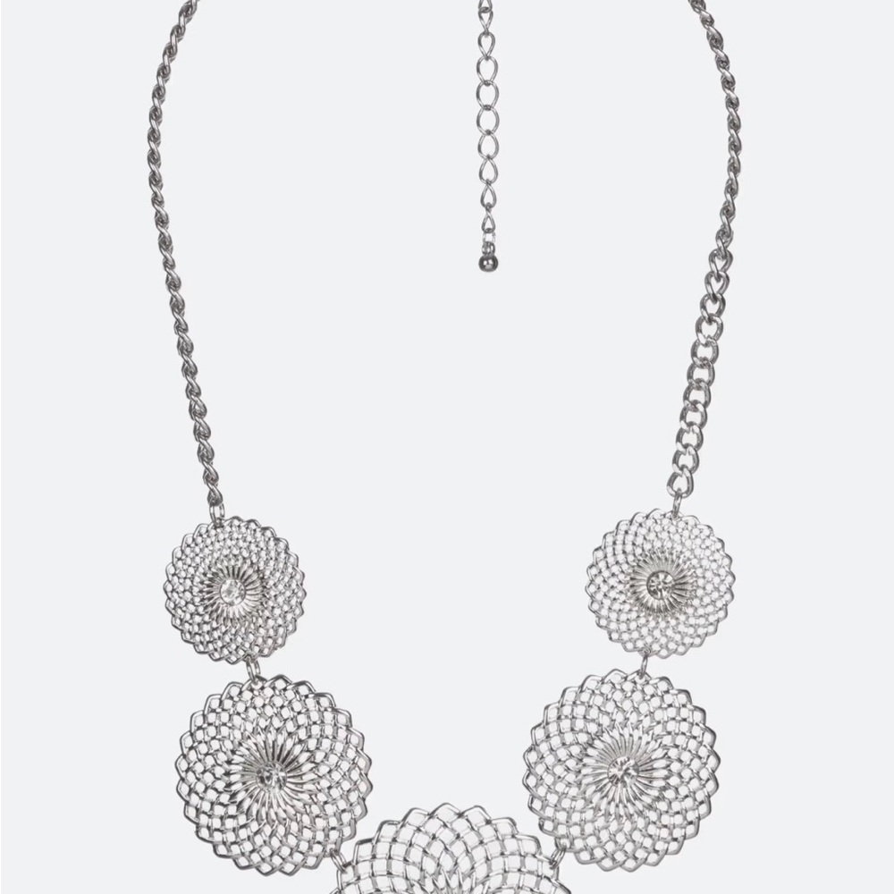 Pixley Winona Crystal Medallion Radiant Silver Statement Necklace